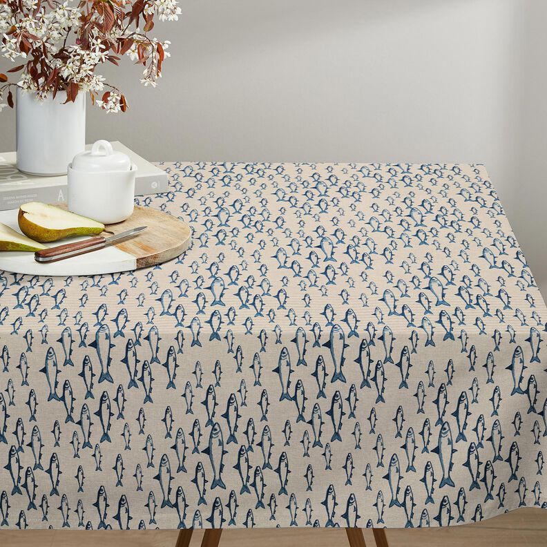 Decostof Half panama School vissen – natuur/marineblauw,  image number 7