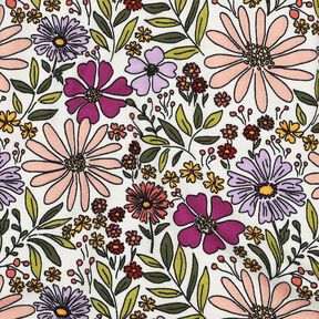 Katoenjersey Bloemenzee| Poppy Fabrics – ecru/lila, 