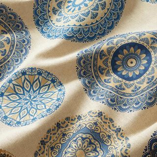 Decostof Half panama Mandala-cirkels – natuur/blauw, 