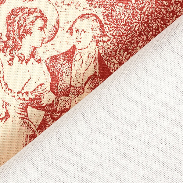 Decostof half panama Toile de Jour – karmijnrood/creme, image number 4