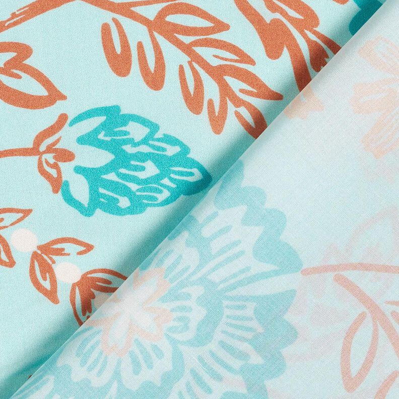 Viscose Voile Bloemen Tiffany – licht turkoois, image number 4