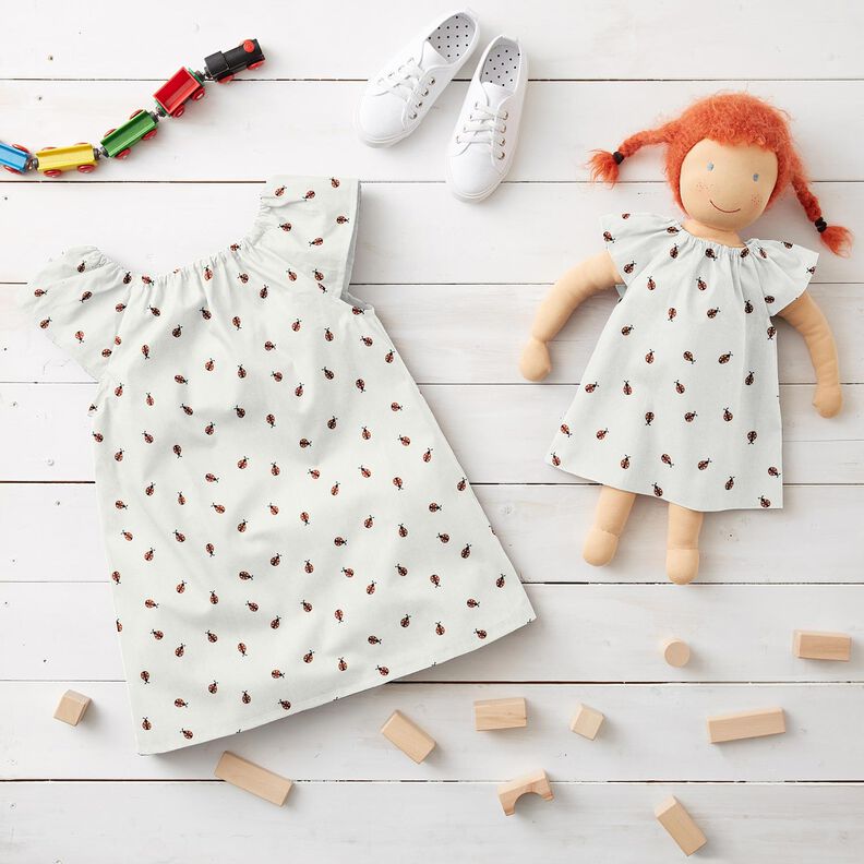 Katoenjersey Lieveheersbeestje &ndash; wit/rood,  image number 7