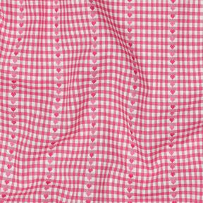 Katoenen stof Jacquard ruiten en harten – pink/wit,  Katoenen stof Jacquard ruiten en harten – pink/wit,