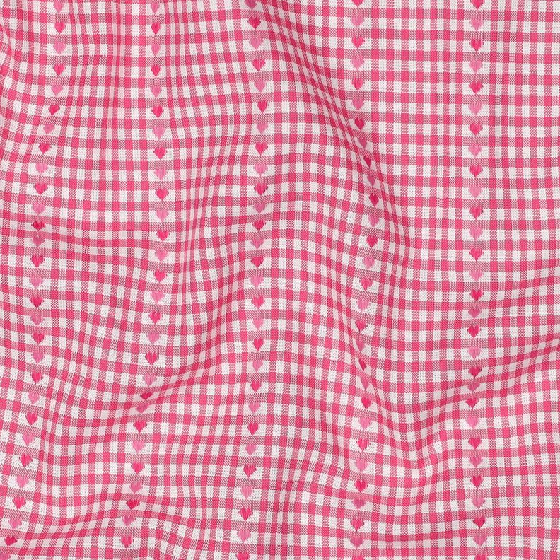 Katoenen stof Jacquard ruiten en harten – pink/wit,  image number 2