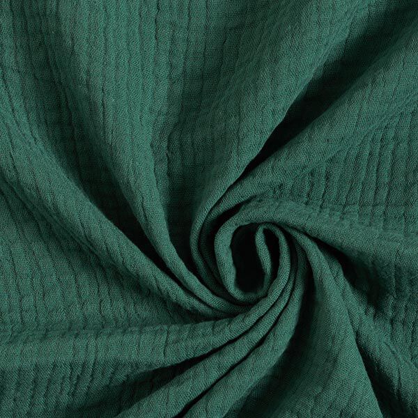 GOTS Drielaagse katoenen mousseline – donkergroen, image number 1