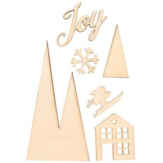 Houten decoratie berglandschap Set [ 3,8 x 4,1 cm / 9 x 17,5 cm ] | Rico Design – natuur, 
