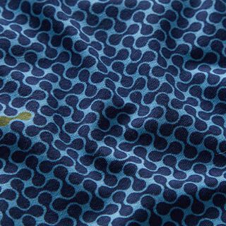 Katoenjersey retromotief – oceaanblauw, 