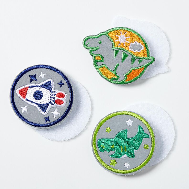 Reflecterende patches klittenband verpakking van 3 – groen/indigo,  image number 2
