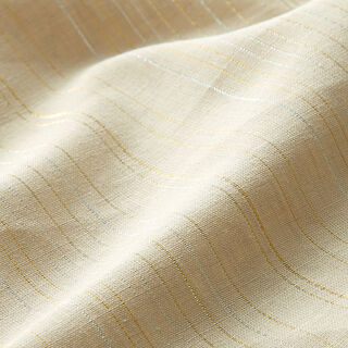 Katoen-linnen-mix glitterstrepen – beige, 