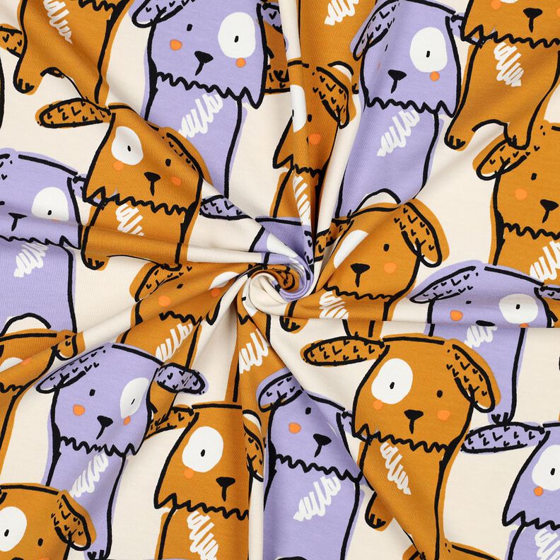 Katoenjersey Honden met hangoren | Poppy Fabrics – ecru,  image number 3