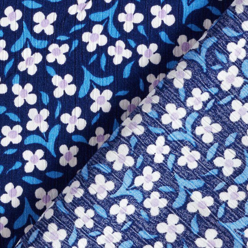 Viscosecrêpe kleine bloemen – marineblauw/wit,  image number 4