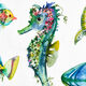 Decostof half panama  Zeedieren – groen,  thumbnail number 5