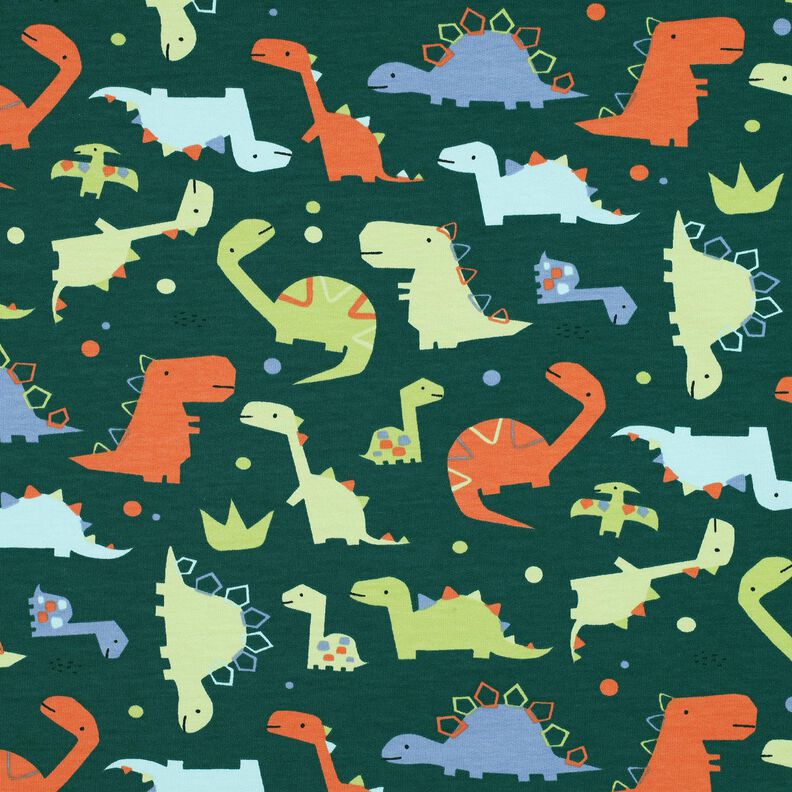 Sommersweat Dino's | Poppy Fabrics – blauwe spar/lichtgroen,  image number 1