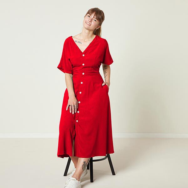 Viscose-linnen-mix Effen – rood, image number 6