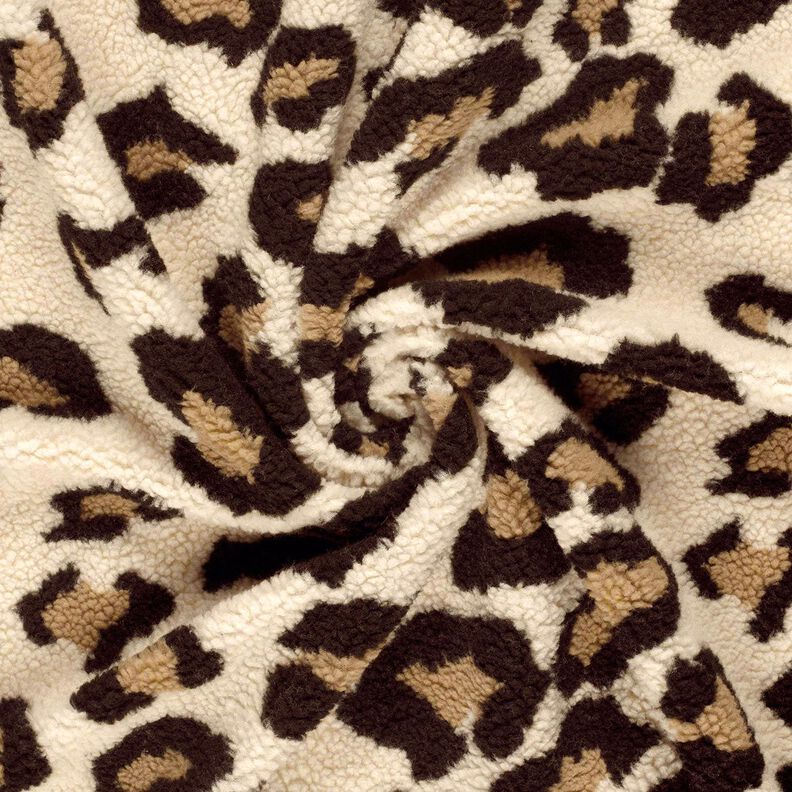 Sherpa teddybeer met luipaardprint – amandel/zwart,  image number 3