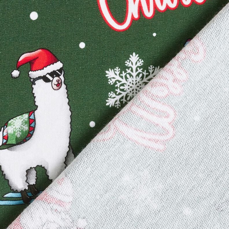 French Terry sommersweat Kerstman en lama | Glitzerpüppi – dennengroen/chili,  image number 4