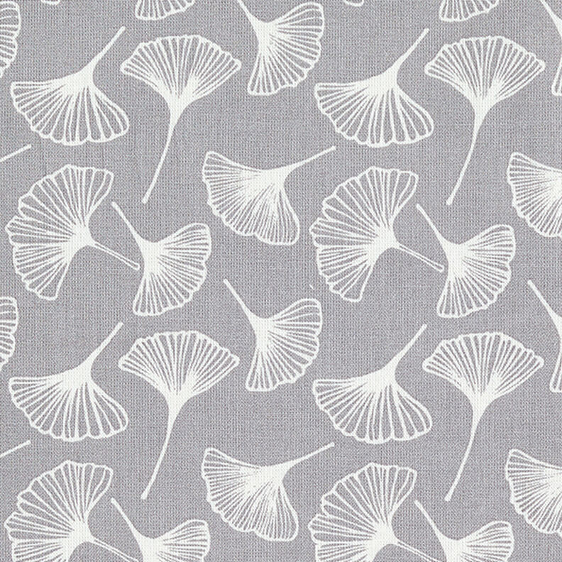 Katoenen stof cretonne Ginkgo – grijs, image number 1