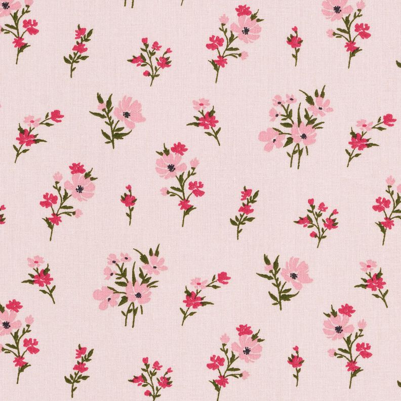 Katoenen stof Cretonne Mini-bloemen – roos/intens roze,  image number 1