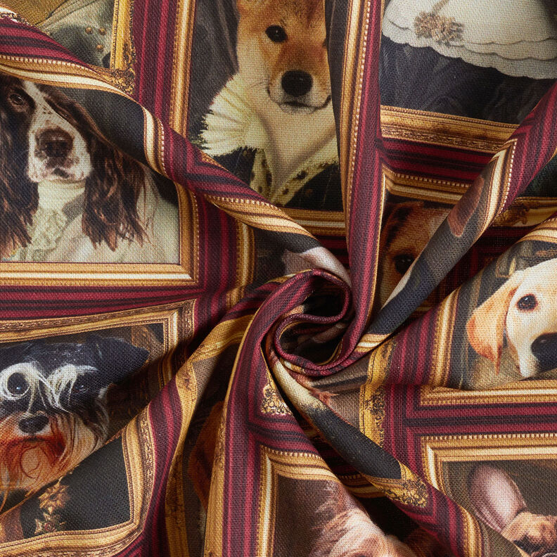 Decostof Half panama Honden portretten – karmijnrood/goud, image number 3