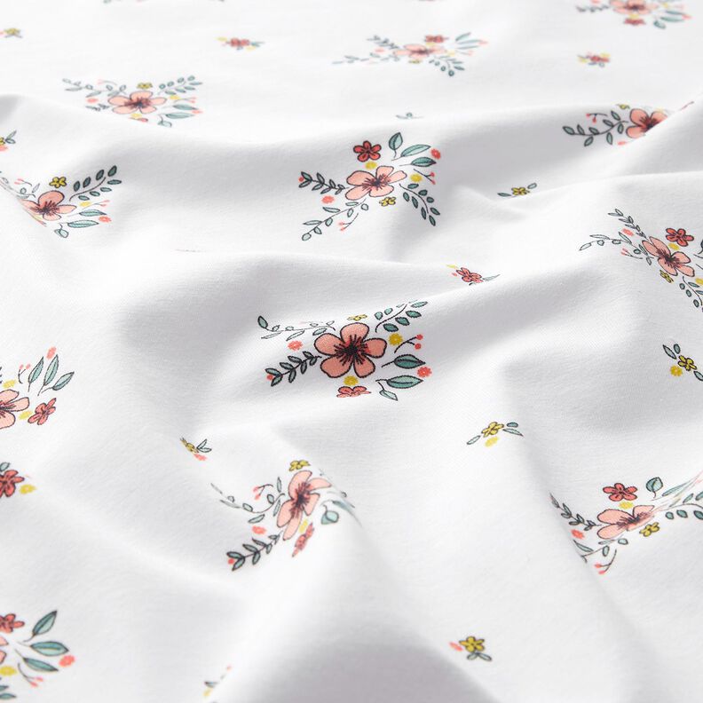 GOTS Katoenjersey verspreide bloemen | Poppy Fabrics – wit,  image number 2