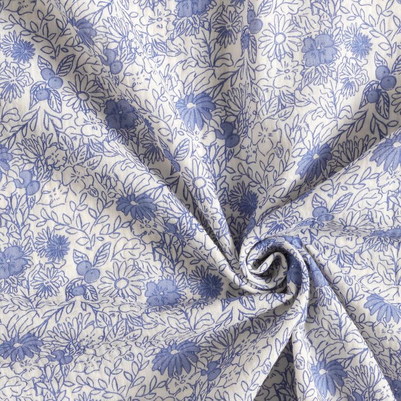 Mousseline/dubbel gehaakte stoffen blauwe bloemen – wit/stralend blauw,  image number 3