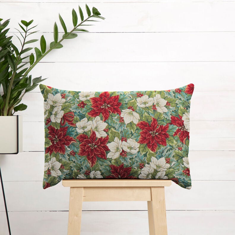 Decostof Gobelin Tweekleurige kerststerren – lichtbeige/rood, image number 6