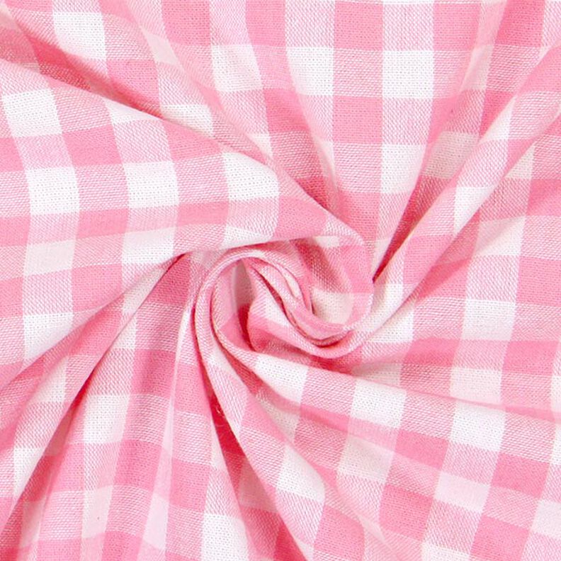 Katoenen stof Vichy ruit 1 cm – roze/wit,  image number 2