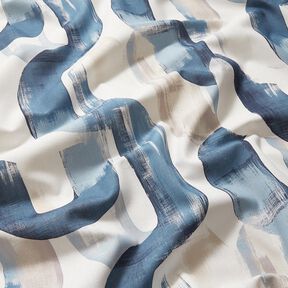 Decostof Half panama abstracte ketting – ivoor/blauw | Stofrestant 100cm, 