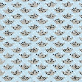 Katoenjersey Vos met bril – babyblauw, 