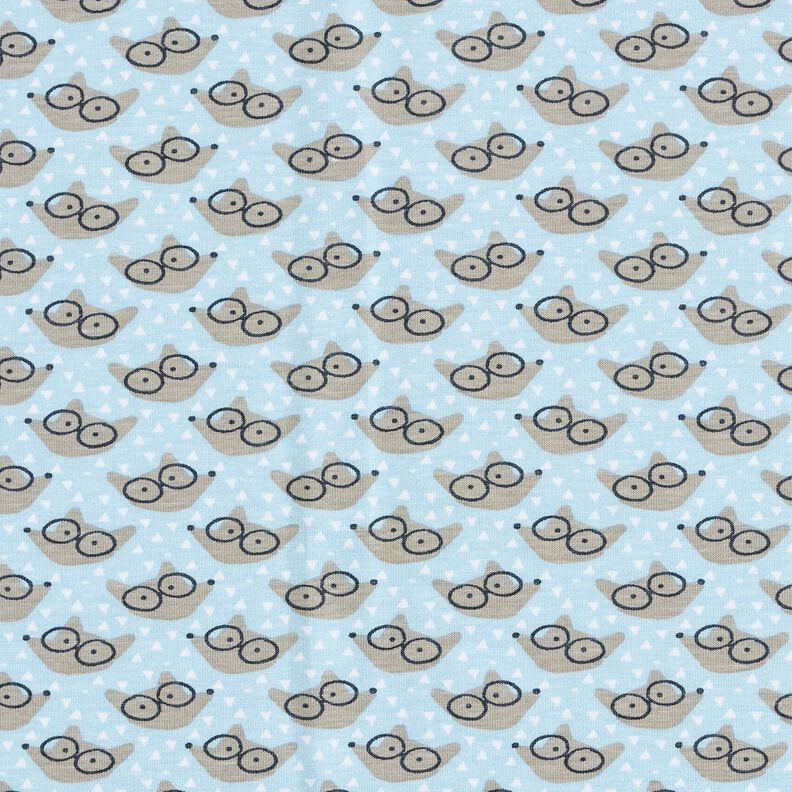 Katoenjersey Vos met bril – babyblauw,  image number 1