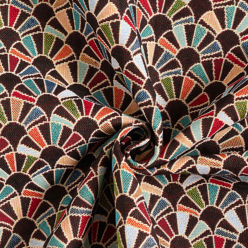 Decostof Gobelin Retro fans – zwart/karmijnrood, image number 3