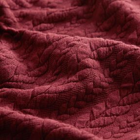 Jerseyjacquard cloqué kabelsteekpatroon – bordeauxrood, 