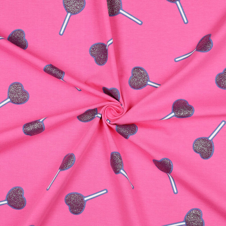 Katoenjersey Glitter hart lolly's | Poppy Fabrics – pink, image number 3