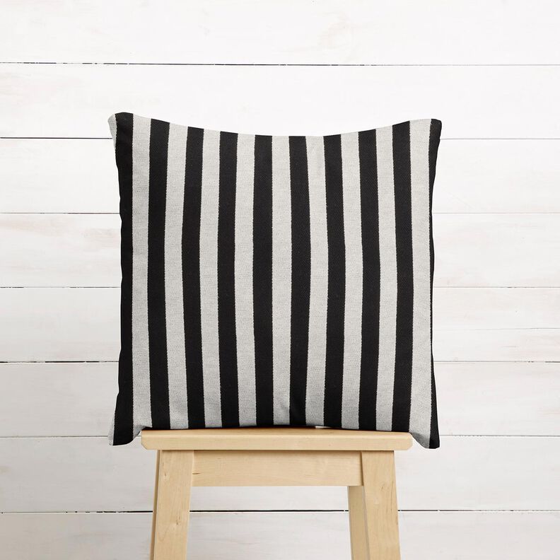 Decostof Jacquard brede strepen – ivoor/zwart,  image number 7