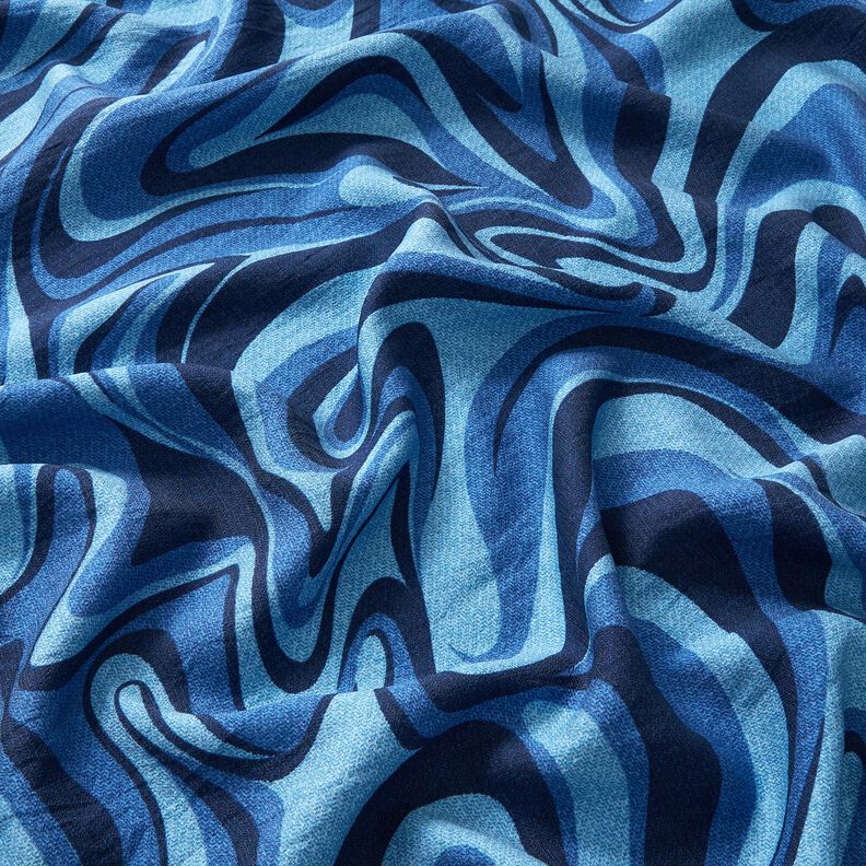 Viscose crêpe golven – marineblauw/koningsblauw,  image number 2