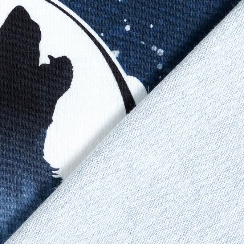 French Terry Panel mystieke wolf | Glitzerpüppi – marineblauw/wit, image number 4