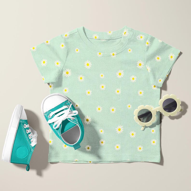 Wafel jersey Madeliefjes – licht mint, image number 6