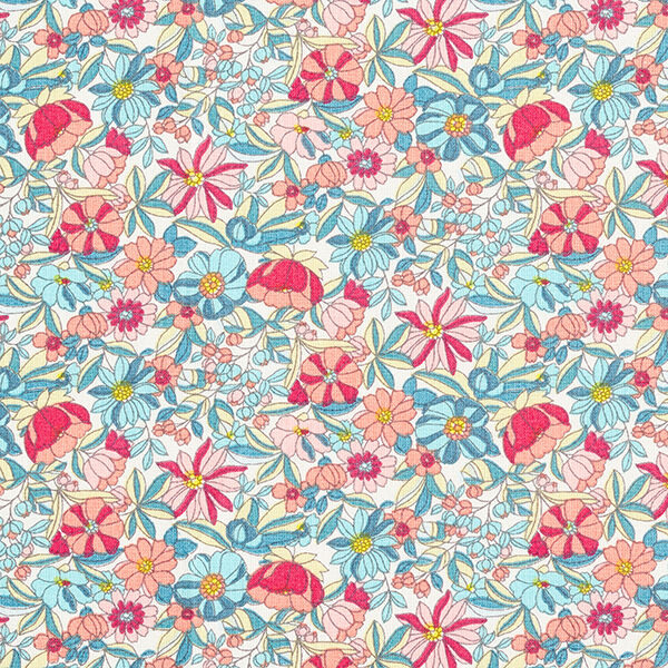 Katoenen stof Cretonne Bloemen – roze, image number 1