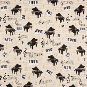 Decostof Half panama piano en bladmuziek – natuur/zwart, 