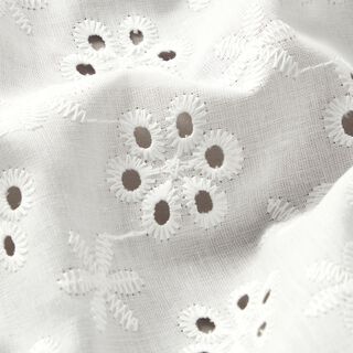 Katoenen stof los borduursel bloemen – wit, 