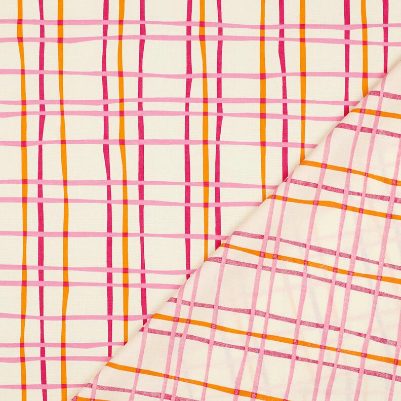 Katoenpopeline golvende ruit| Poppy Fabrics – creme/roze,  image number 4
