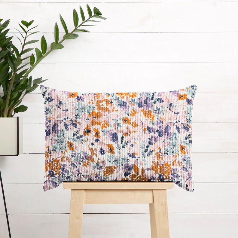Wafelpiqué Aquarel bloemen | Poppy Fabrics – wit/lavendel, image number 6