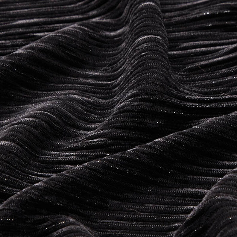 Plissé velours lurex effen – zwart,  image number 2
