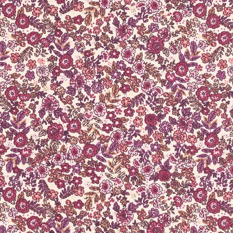 Katoenen stof Cretonne Strooibloemen – creme/druif,  image number 1