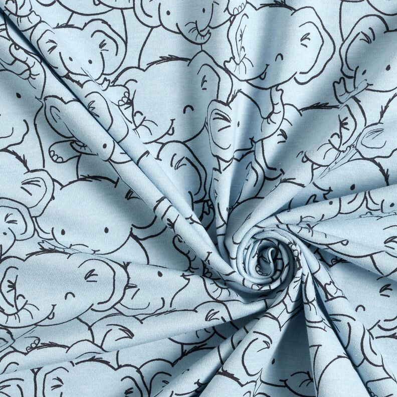 Katoenmix Jersey Olifantenzwerm – zilverblauw, image number 3