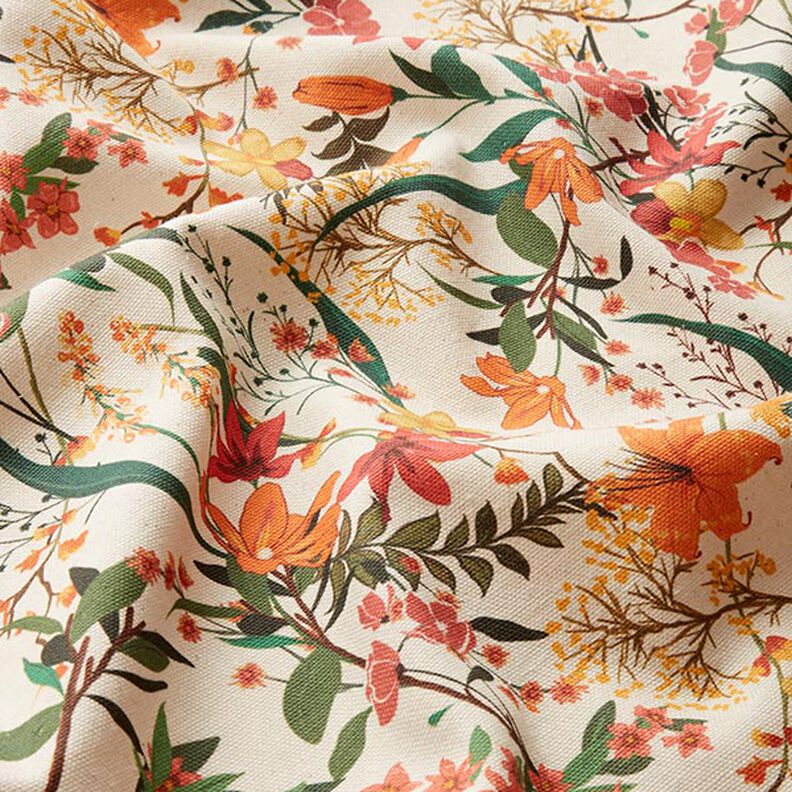 Decostof half panama floraal – perzik/natuur,  image number 2