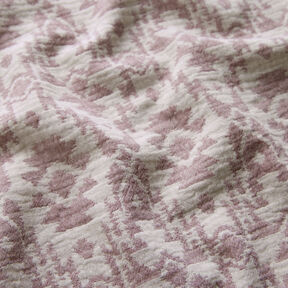 Mousseline/dubbel gehaakte stoffen Jacquard Aztekenpatroon | by Poppy donker oudroze/nevelgrijs, 
