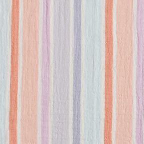 Mousseline/dubbel gehaakte stoffen garengeverfde strepen | Poppy Fabrics – ecru/kleurenmix, 