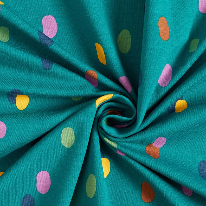 French Terry sommersweat kleurrijke vlekken – petroleum/pastelviolet,  image number 3