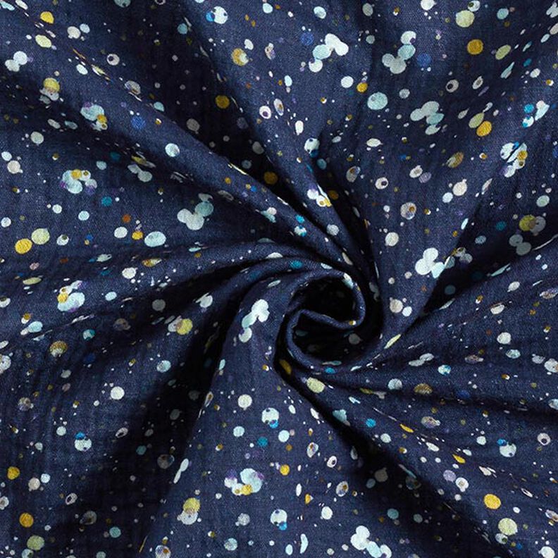 GOTS Mousseline/dubbel gehaakte stoffen Kleurrijke stippen Digitaal printen| by Poppy – marineblauw,  image number 3